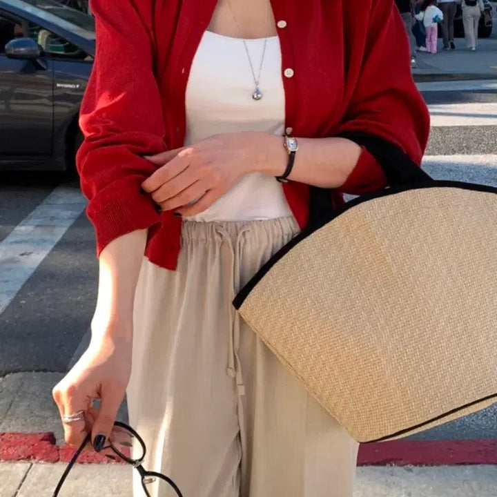 [BUNJANG] Finr Diff Soy Linen Cardigan Red / 핀르 디프 소이 린넨 가디건 