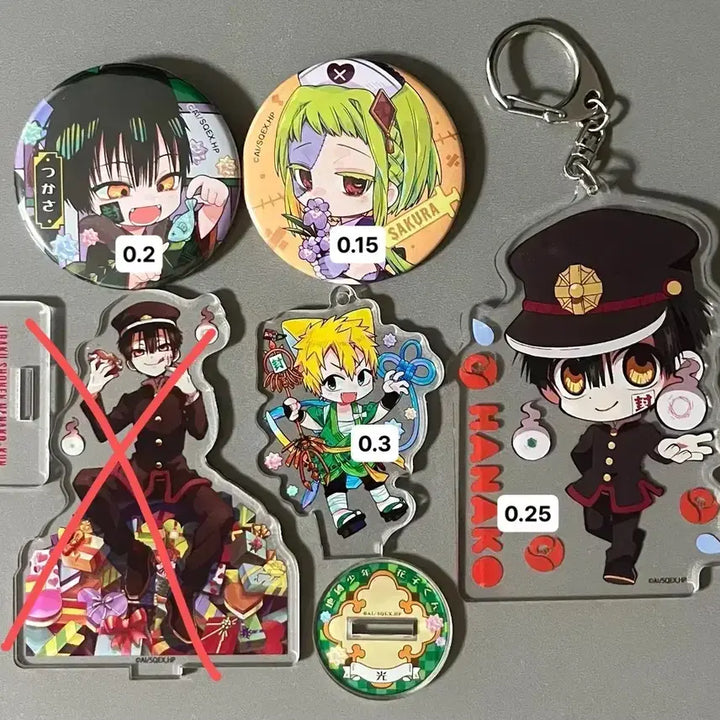 [BUNJANG] Jibaku Shonen Hanako-kun Tsukasa Nene Kou Acrylic Keychain &amp; Can Badge Set / 지박소년 하나코군 지하군 츠카사 네네 코우 아크릴 키링 캔뱃지 굿즈