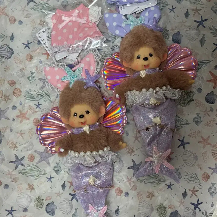 [BUNJANG] Hong Kong Rabbit Monchhichi Set / 홍콩 토끼 도트 몬치치 세트