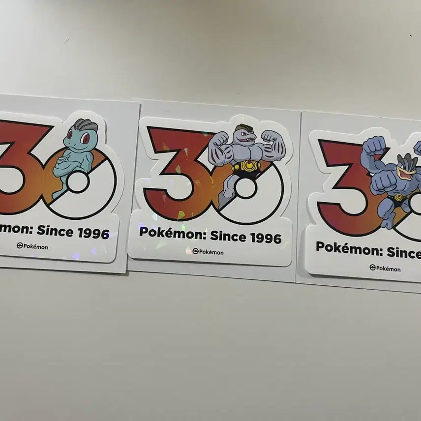 [BUNJANG] Pokemon 30th Anniversary Stickers: Machop, Machoke, Machamp Set / 포켓몬 30주년 스티커 알통몬+근육몬+괴력몬