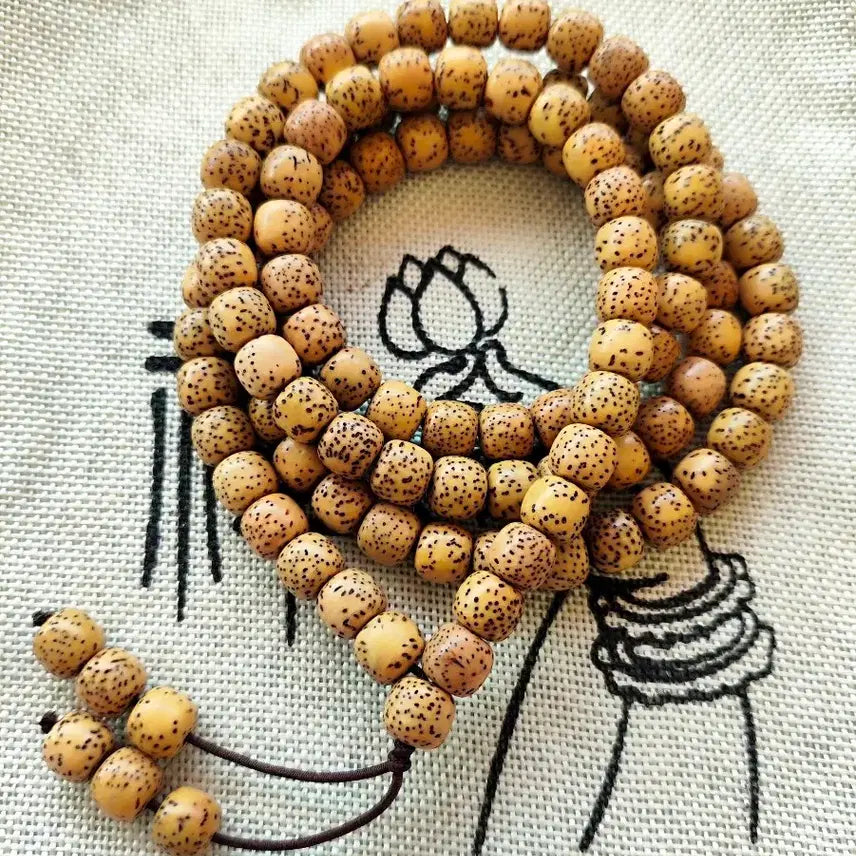 [BUNJANG] Hainan Bodhi Seed Prayer Beads (8mm) / 하이난 성월보리수  108염주자연 풍화 백화 8년 묵은 씨앗(진)8mm