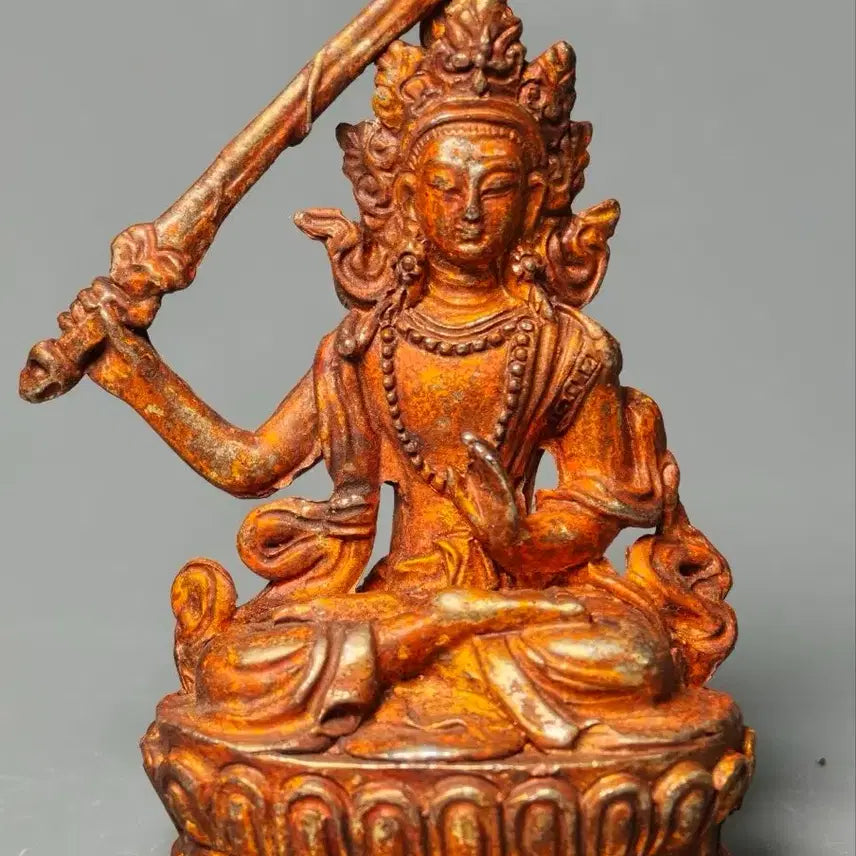 [BUNJANG] Tibetan Nepalese Gilt Bronze Manjushri Seated Statue Antique Art Collectible Buddhist / 티벳 네팔 금동 문수보살 좌상 불상 골동품 고미술품 수집품 불교