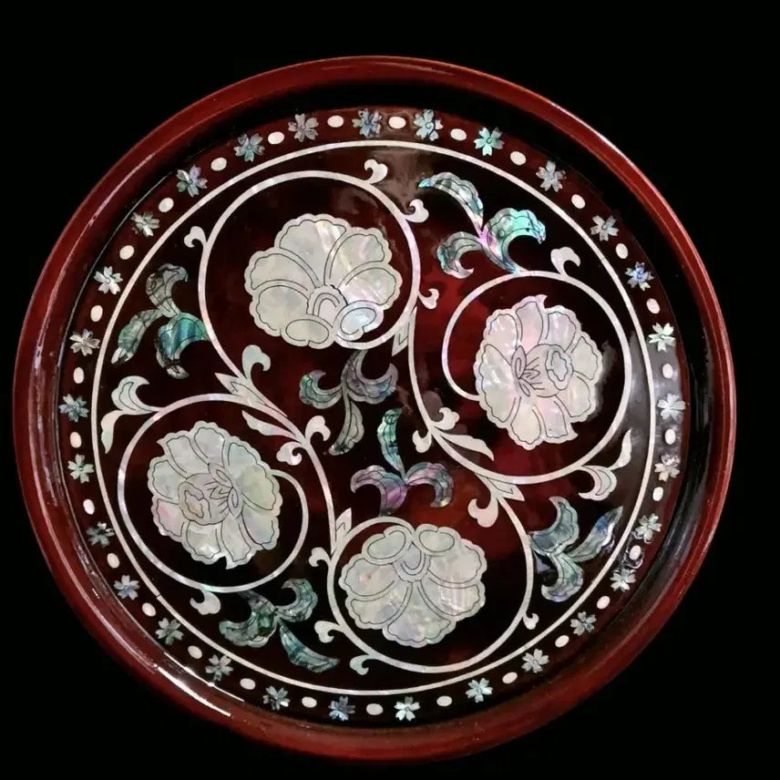[BUNJANG] Korean Traditional Mother-of-Pearl Inlaid Lacquerware Serving Tray Set / 한국 전통 나전칠기 자개 장식 쟁반 셋트