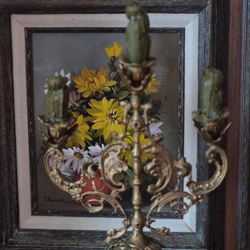 [BUNJANG] European Antique 3-Branch Brass Candlestick / 유럽 앤틱3구 브라스 촛대