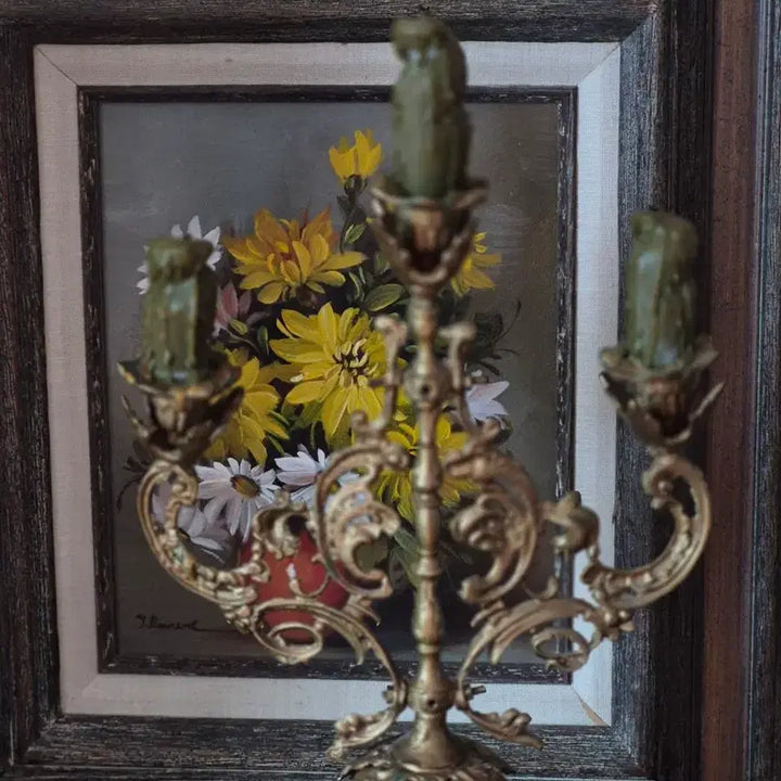 [BUNJANG] European Antique 3-Branch Brass Candlestick / 유럽 앤틱3구 브라스 촛대