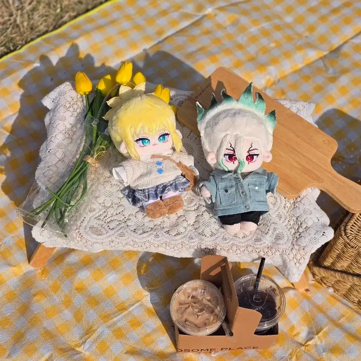 [BUNJANG] Dr. Stone Senku &amp; Kohaku Custom Plush Dolls Bundle Set / 닥터스톤 센쿠, 코하쿠 갠제 솜인형 일괄 양도