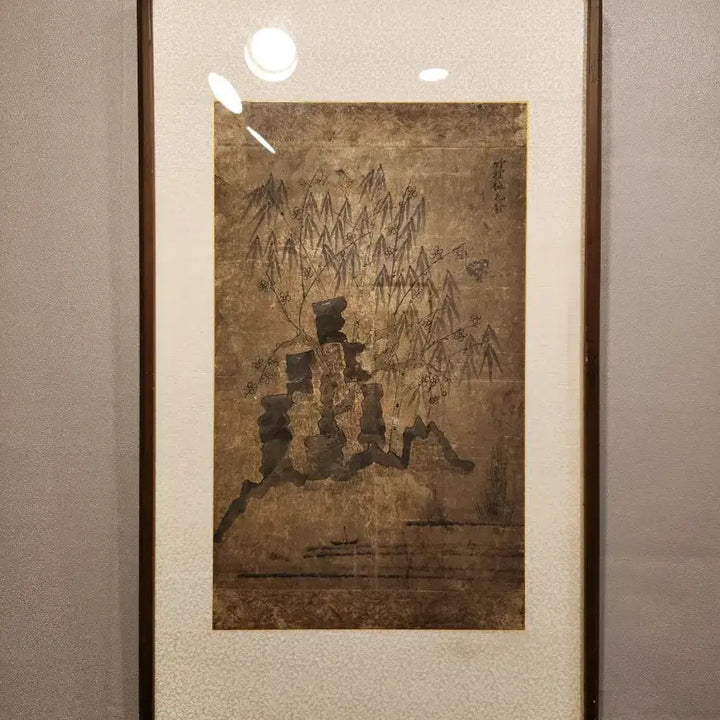 [BUNJANG] Joseon Dynasty Painting: Bamboo and Plum Blossoms with Scholar Stone / "진품" 조선시대 죽리매화발 고서화