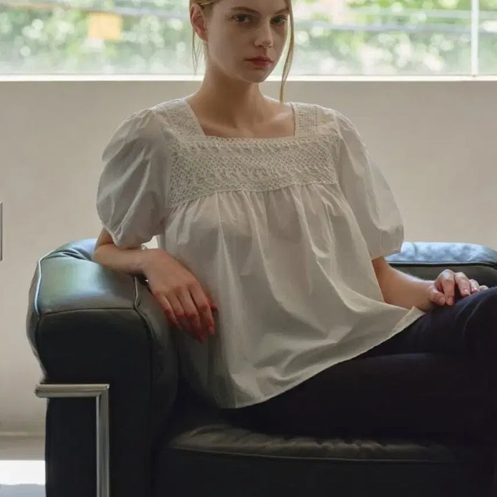 [BUNJANG] GGPX Square Neck Puff Sleeve Blouse / GGPX블라우스