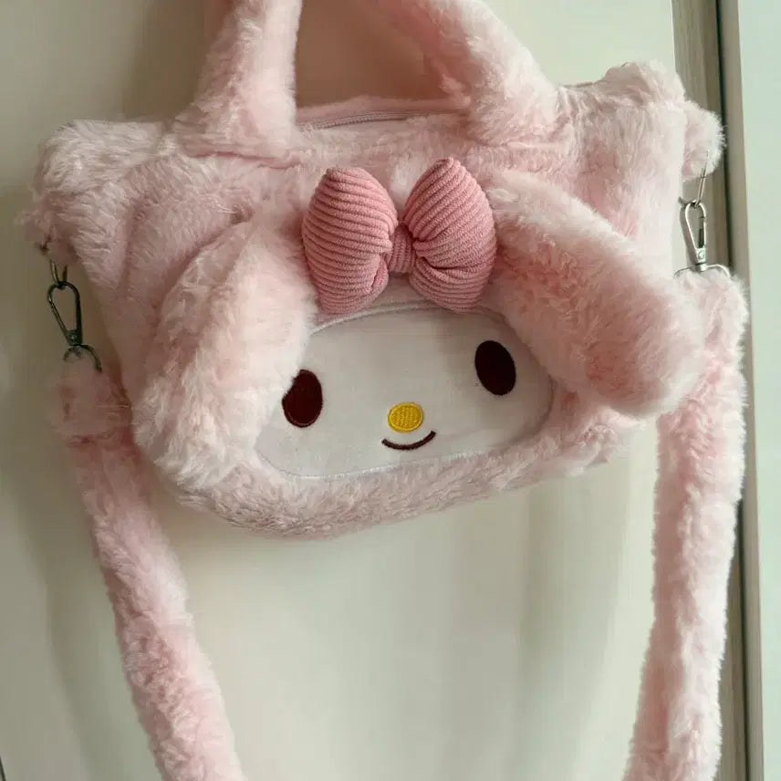 [BUNJANG] Sanrio My Melody Pink Fur Tote Bag / 산리오 마이멜로디  털 토트백