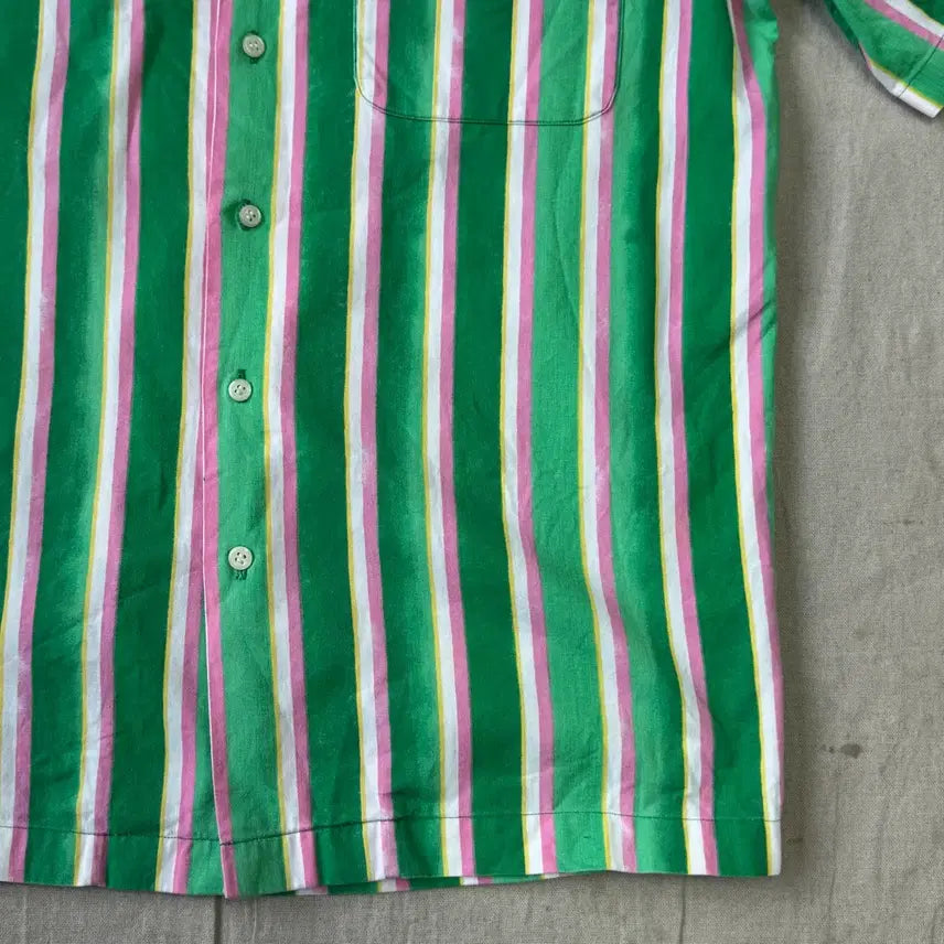 [BUNJANG] Polo Ralph Lauren 90s Watermelon Stripe Short Sleeve Shirt Size 85 / 폴로랄프로렌 90s 수박 스트라이프 반팔 셔츠 85