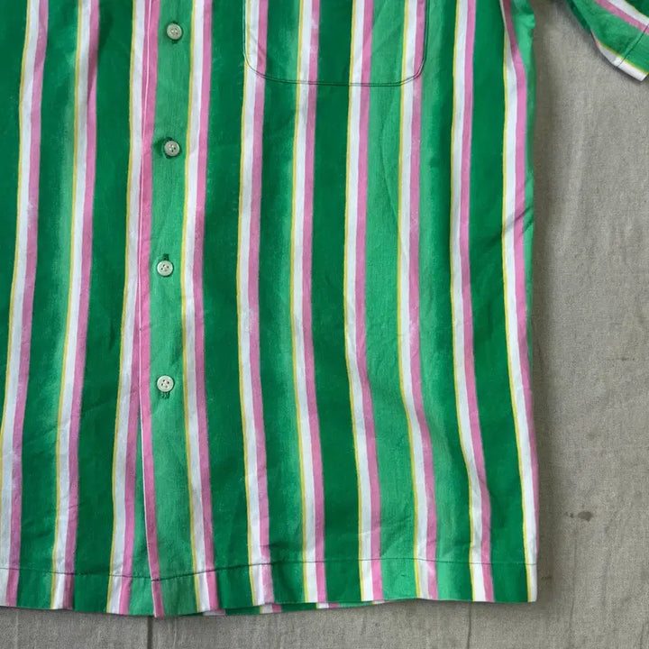 [BUNJANG] Polo Ralph Lauren 90s Watermelon Stripe Short Sleeve Shirt Size 85 / 폴로랄프로렌 90s 수박 스트라이프 반팔 셔츠 85
