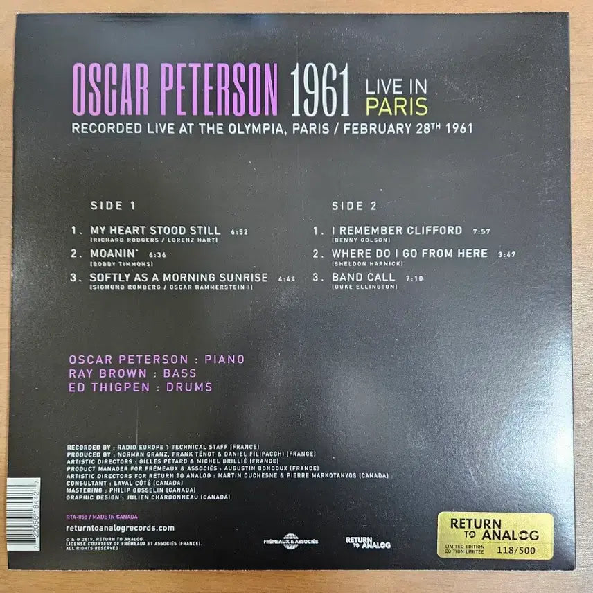 [BUNJANG] Oscar Peterson Live in Paris 1961 LP / 오스카 피터슨 라이브 인 파리 1961 LP