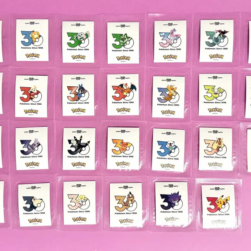 [BUNJANG] Baskin Robbins Pokémon 30th Anniversary Full Set Stickers / 배스킨라빈스 포켓몬 30주년 스티커 전종