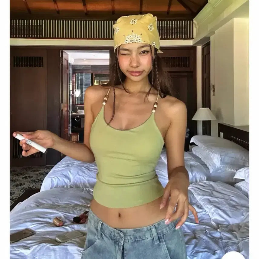 [BUNJANG] Built-in Bra Camisole Tank Top / 캡내장 우드볼 나시