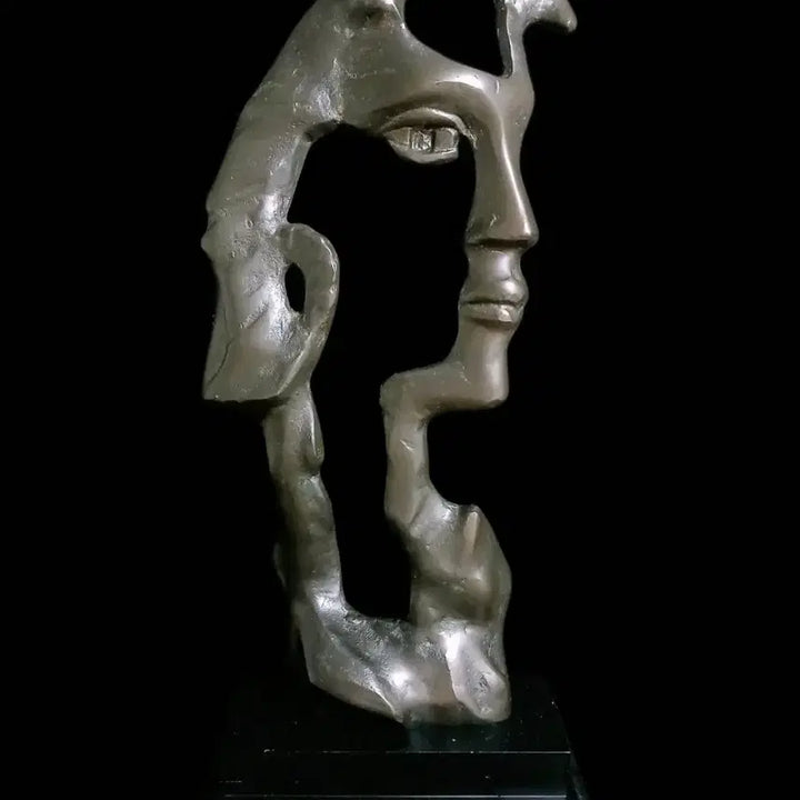[BUNJANG] Antique Bronze Abstract Face Sculpture Set / 동 브론즈 장식용