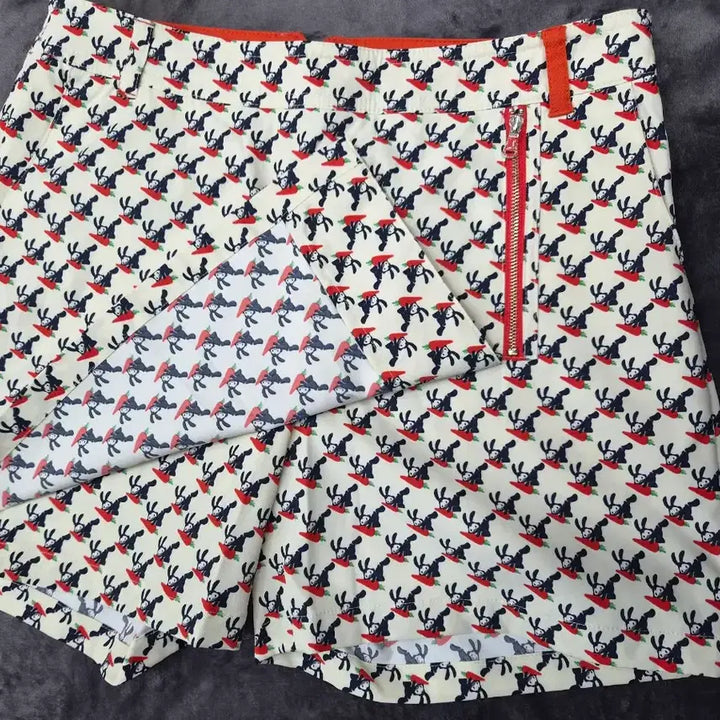 [BUNJANG] JDX Rabbit Carrot Pattern Wrap Skort / JDX 토끼 당근 패턴 랩 스커트반바지
