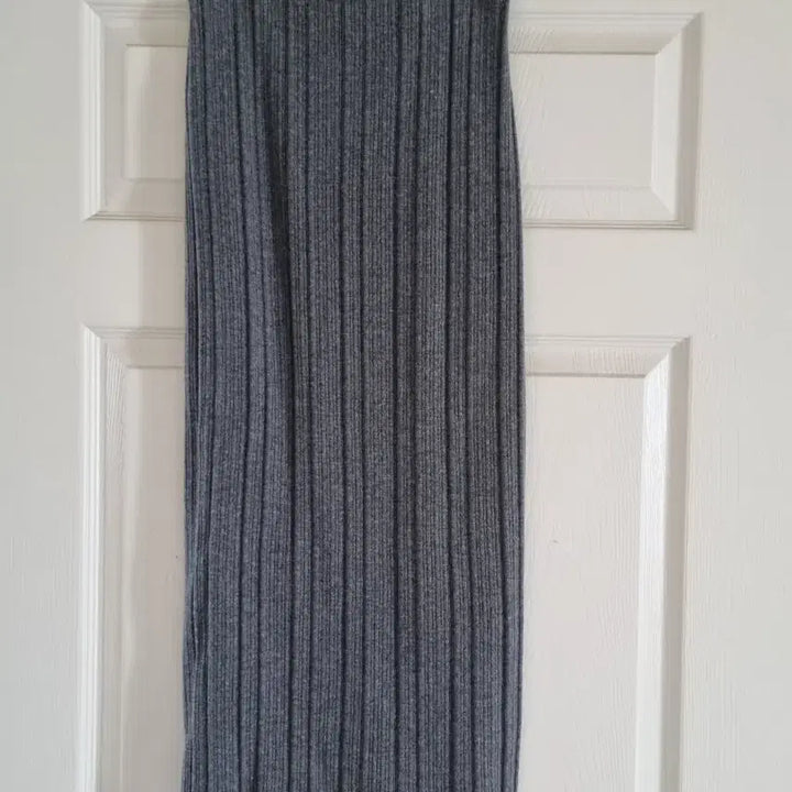 [BUNJANG] Time Ribbed Knit Long Skirt Grey / Time 타임 골지 니트 롱 스커트 그레이