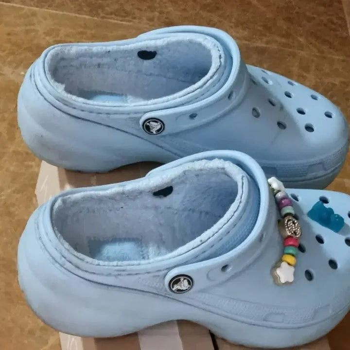 [BUNJANG] Crocs Lined Platform Clog with Jibbitz / 크록스 라인드 플랫폼 클로그(+지비츠)