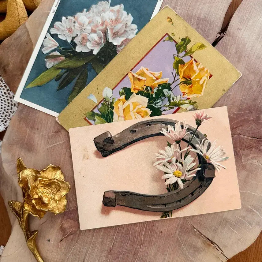 [BUNJANG] Vintage Postcard Flower Set (3 pcs) / 빈티지엽서 플라워 3장함께