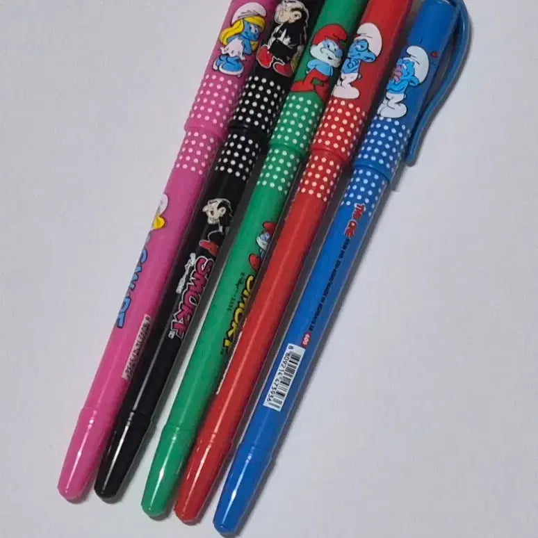 [BUNJANG] Classic Smurf 5-Color Ballpoint Pen Set / 고전 스머프 펜 5색 세트