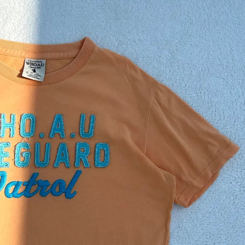 [BUNJANG] Who.A.U Orange Life Guard Patrol Short Sleeve T-Shirt / 후아유 오렌지 라이프가드 패트롤 반팔티셔츠