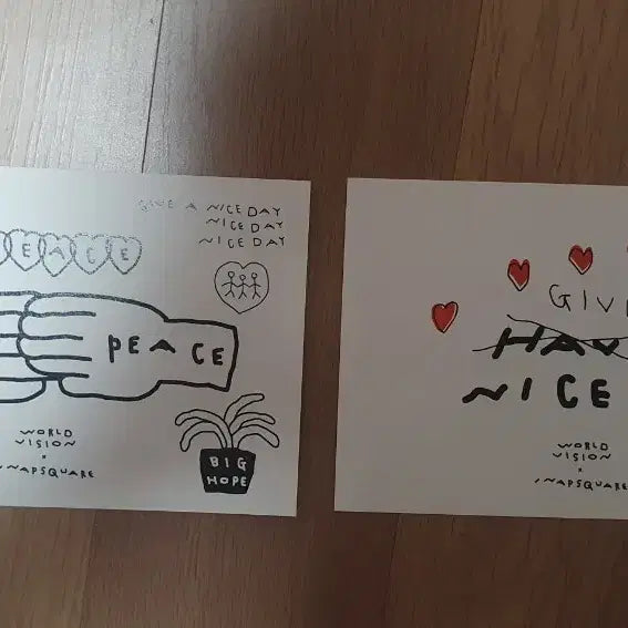 [BUNJANG] Peace and Hope Message Postcard Set (2 Pieces) / 세상에 평화와 희망 메시지 엽서 2장 세트