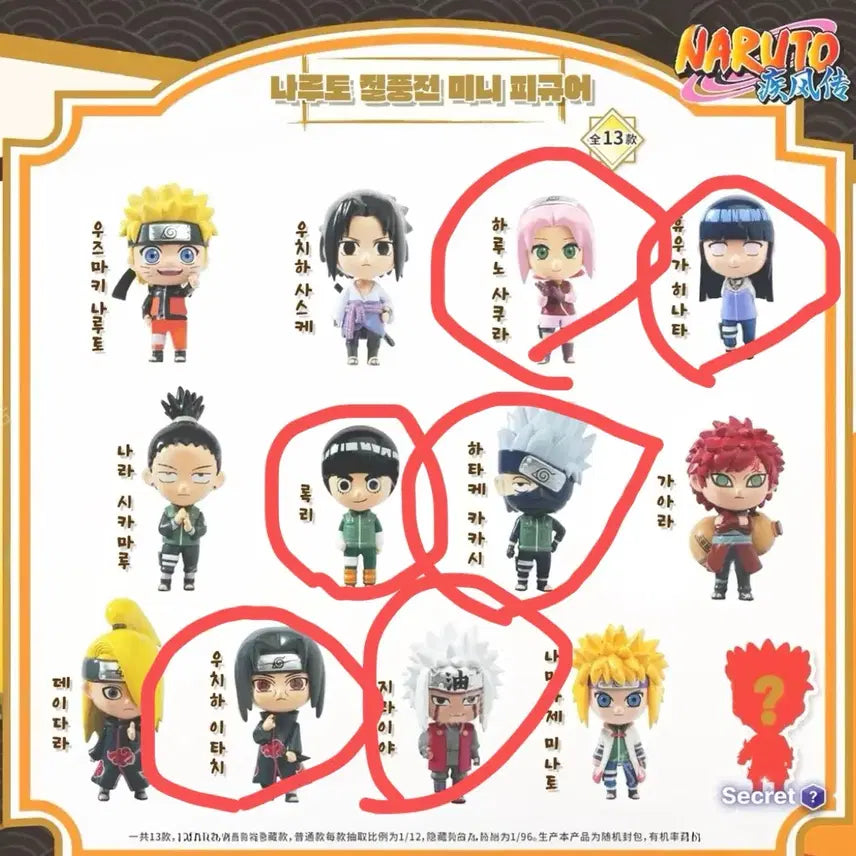[BUNJANG] Naruto Shippuden Mini Figures (Rock Lee, Jiraiya, Kakashi, Itachi, Sakura, Hinata) / 나루토 질풍전 미니 피규어