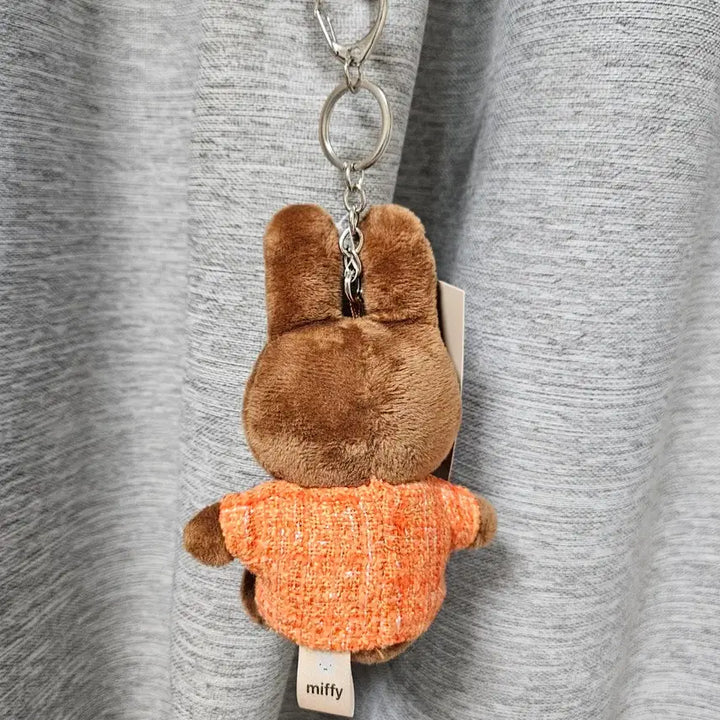 [BUNJANG] Miffy Tweed Melanie Keychain - Orange / 미피 트위드 입은 멜라니 키링 오렌지