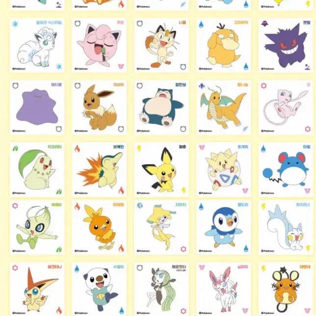 [BUNJANG] Pokemon Removable Sticker Bundle Set / (구매)포켓몬 리무버블 스티커 일괄