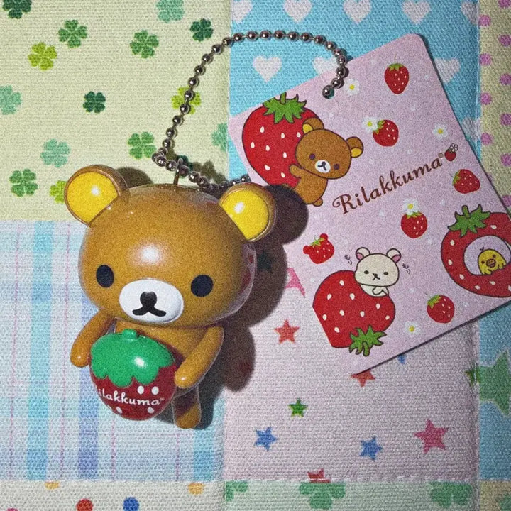[BUNJANG] Rilakkuma Strawberry Dangling Charm Keychain / 리락쿠마 딸기 달랑이