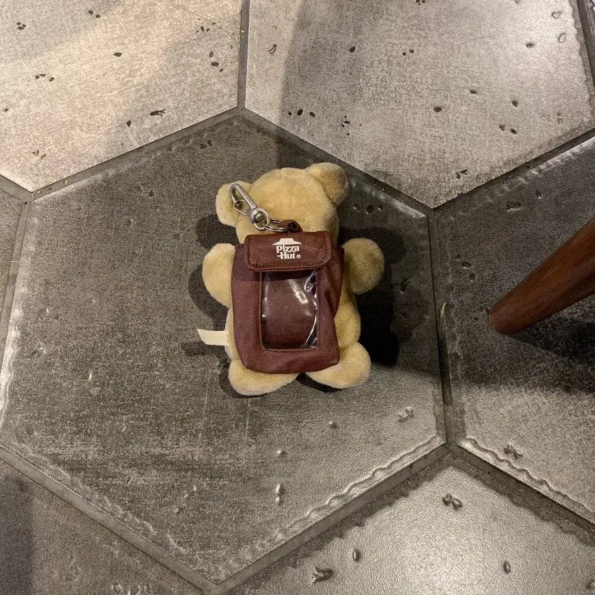 [BUNJANG] Pizza Hut Classic Brown Bear Keychain Plush / 피자헛 곰인형 곰돌이인형 키링 고전 초희귀