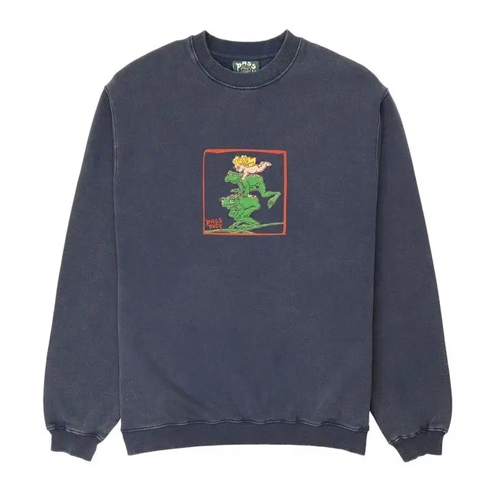 [BUNJANG] PASSPORT Frog Graphic Sweatshirt Navy L / [새상품]PASSPORT 패스포트 스웻셔츠 네이비 L