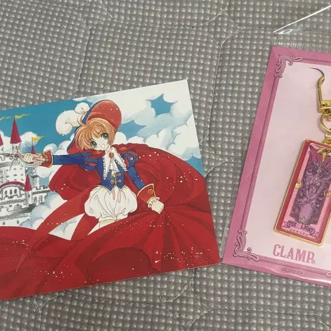 [BUNJANG] Clamp x Cardcaptor Sakura Sakura Acrylic Keychain &amp; Illustration Postcard Set / 클램프전 카드캡터체리 사쿠라 키링,일러스트엽서