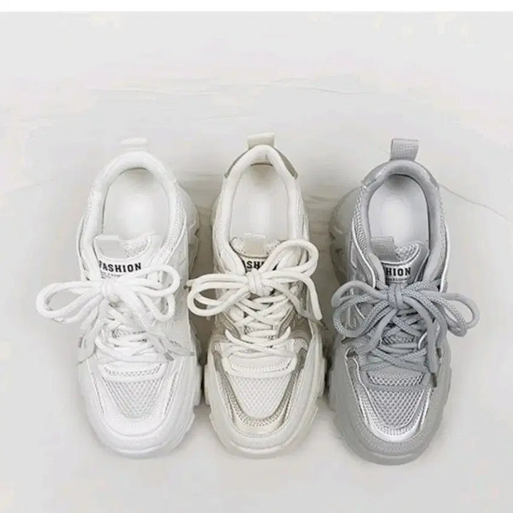 [BUNJANG] Cle Two-Strap Mesh Platform Sneakers 9cm / 끌레 두줄끈 메쉬 스탠딩 치어리더 키높이 통굽스니커즈 9cm