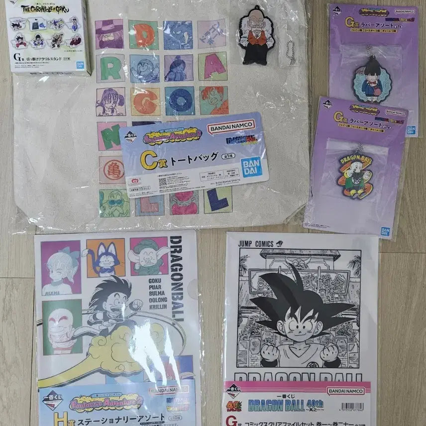 [BUNJANG] Dragon Ball Ichiban Kuji C Prize Eco Bag &amp; Lower Prizes Bundle Set (Sealed) / 드래곤볼 이치방 쿠지 C상 에코백 및 하위상 판매