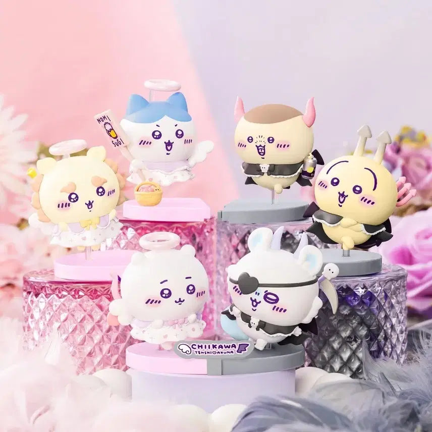 [BUNJANG] Chiikawa Angel &amp; Devil Figure Set - Hachware, Kurimanju, Shisa, Usagi / 치이카와 천사 악마 피규어 - 하치와레, 쿠리만쥬, 시사, 우사기