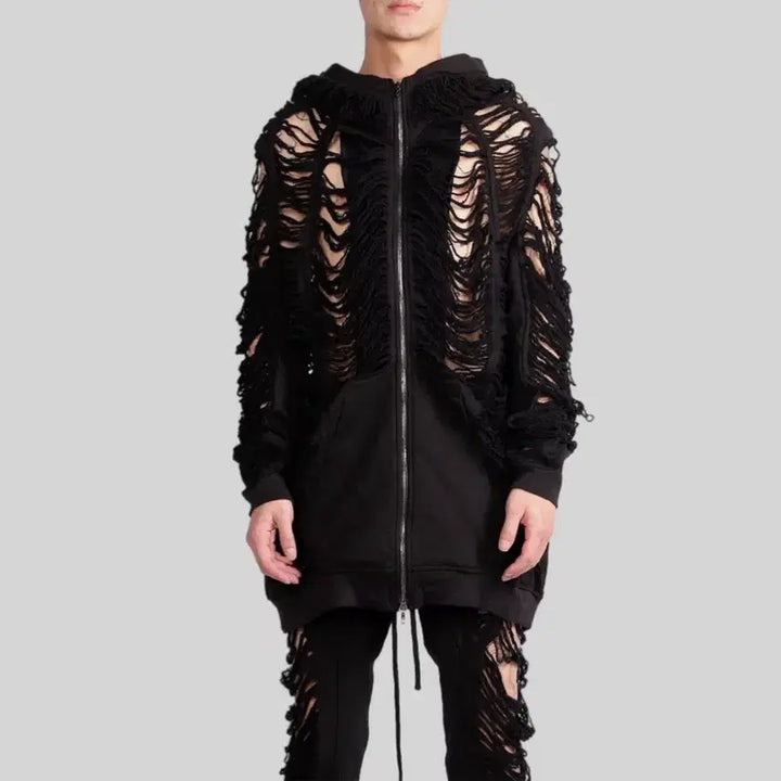 [BUNJANG] Julius 24SS Full Distressed Double Zip-up Hooded Jacket / 율리우스 24ss 풀 디스트레드 후드 더블집업 자켓