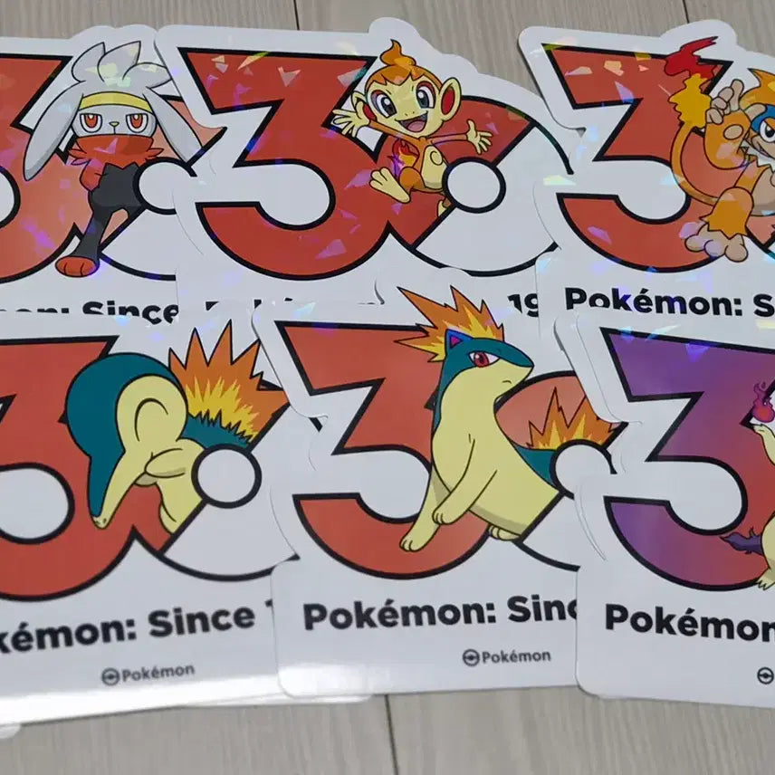 [BUNJANG] Pokemon 30th Anniversary Logo Sticker - Fire-Type Starters / 포켓몬 30주년 로고 스티커 불포켓몬 스타팅 판매합니다.