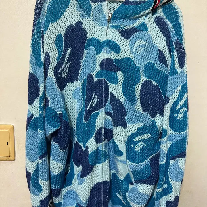 [BUNJANG] BAPE Shark Camo Knit Blue / 베이프 샤크 카모 니트 블루