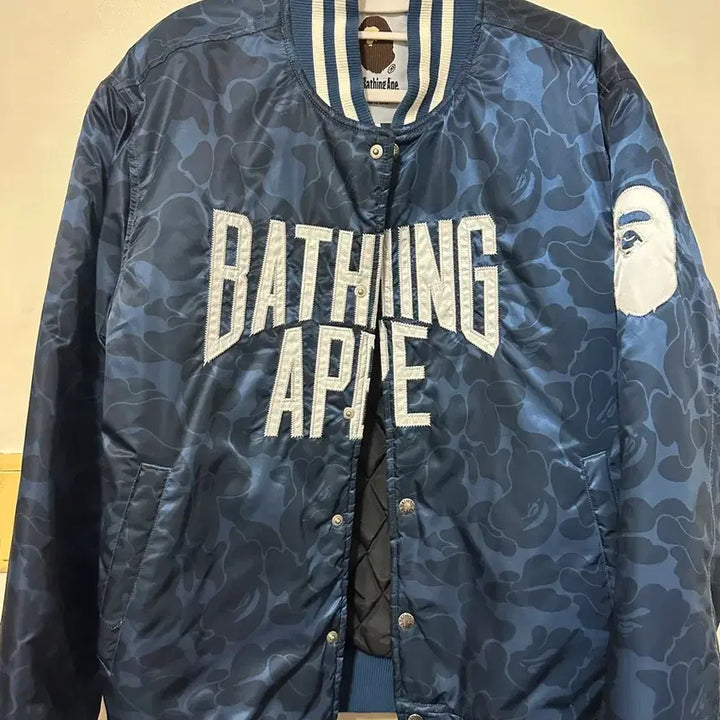 [BUNJANG] BAPE Solid Camo Logo Nylon Varsity Jacket / [베이프정품] 베이프 솔리드 카모 로고 나일론 바시티 자켓