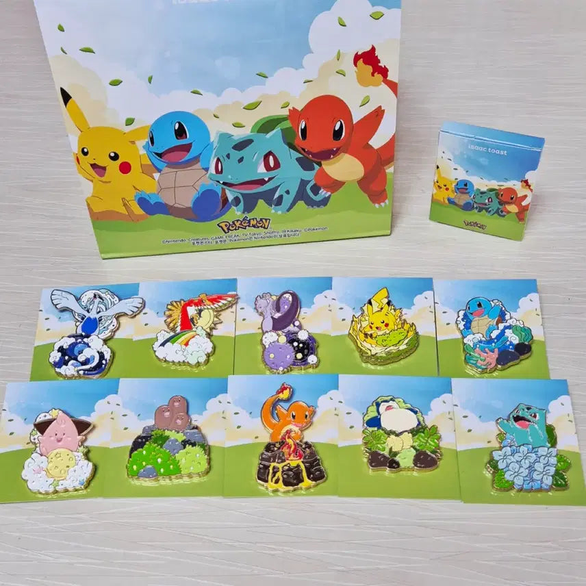 [BUNJANG] Isaac Toast x Pokémon 30th Anniversary Limited Edition Badge Set / 이삭토스트 포켓몬 뱃지 10종