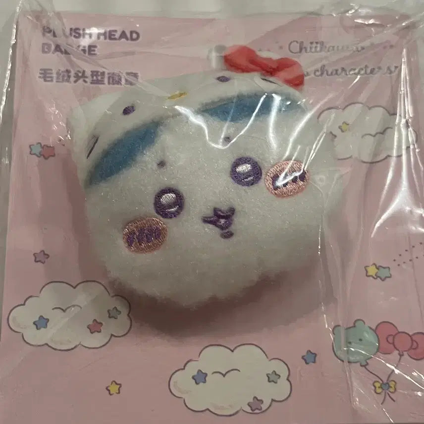 [BUNJANG] Miniso Chiikawa Hachiware Sanrio Collaboration Plush Head Badge / 미니소 치이카와 친구 하치와레 산리오 콜라보 뱃지 플러쉬 헤드 뱃지