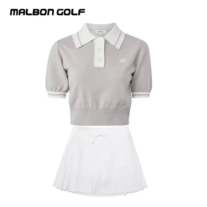[BUNJANG] Malbon Golf Short Sleeve Polo Shirt &amp; Pleated Skirt Set / 말본골프웨어 반팔티 치마