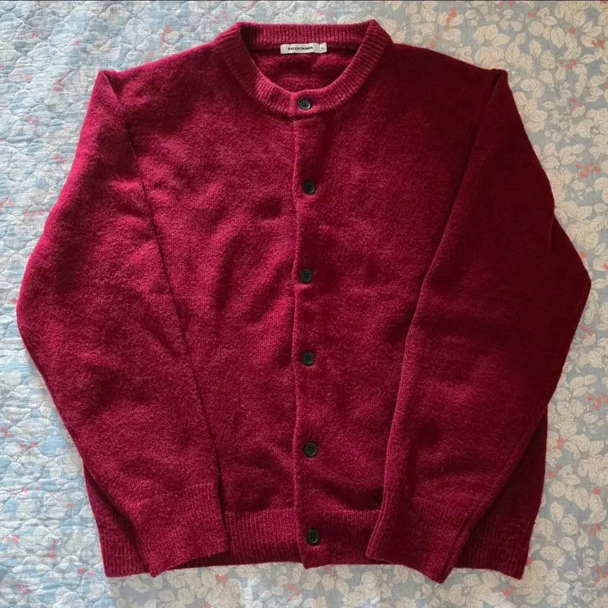 [BUNJANG] Minimal Button Round Neck Cropped Cardigan / 미니멀 버튼 라운드넥 크롭 가디건