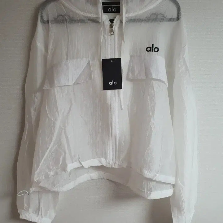 [BUNJANG] ALO See-through Windbreaker White / 새거 시스루 알로 요가 바람막이 화이트 알로바람막이 알로후드집업