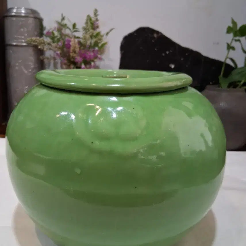 [BUNJANG] Antique Green Ceramic Chamber Pot / 민속품 왜사기 초록요강