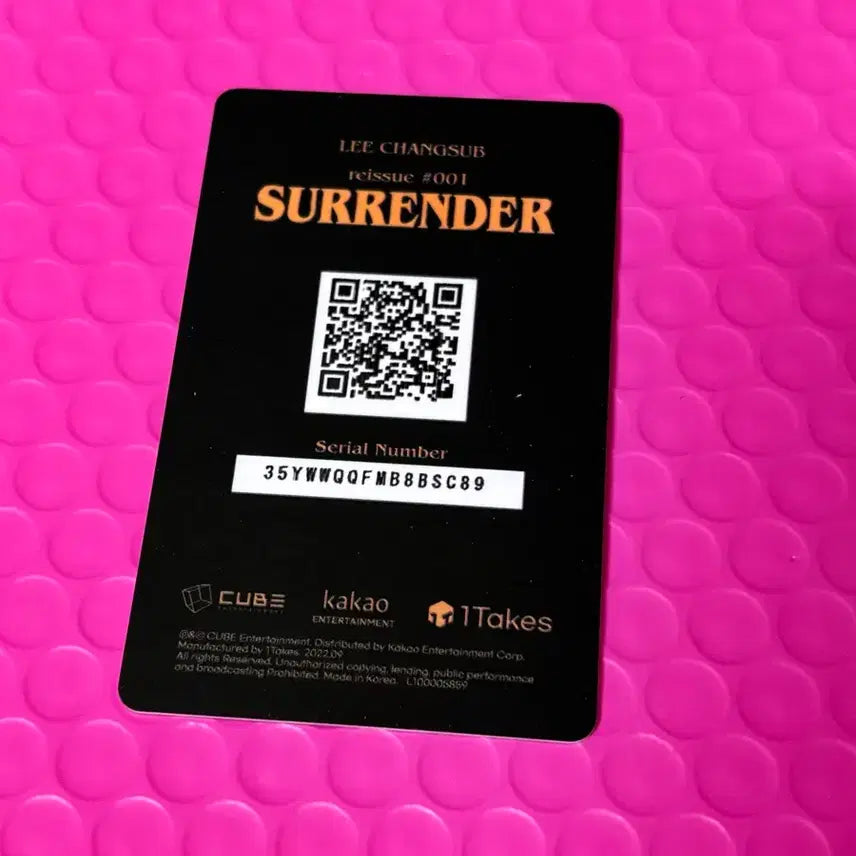 [BUNJANG] BTOB Lee Changsub Surrender Photocard / 비투비 이창섭 서렌더 포카