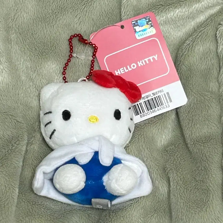 [BUNJANG] Sanrio Hello Kitty Cardigan Costume Plush Keychain / 택0,새상품) 산리오 헬로키티 가디건 코스튬 인형 키링