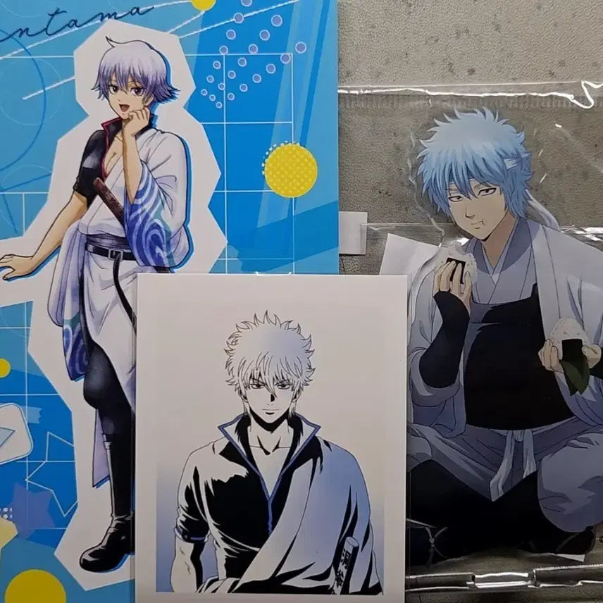 [BUNJANG] Gintama Sakata Gintoki Byakuya Pack-man Acrylic Stand &amp; Ginko Postcard &amp; Pascha Bundle Set / 일괄)은혼 사카타긴토키 백야차 주먹밥아크릴스탠드&amp;긴코 특전엽서&amp;파샤 급처