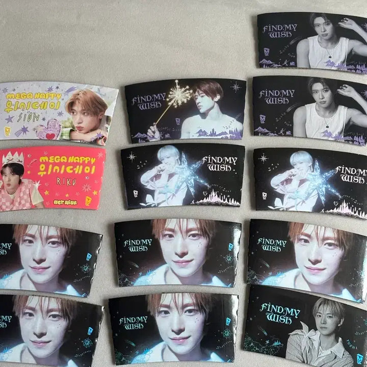 [BUNJANG] NCT WISH Mega Coffee Bundle Set Cupsleeve Zion Yuushi Sakuya Riku / 엔시티위시 컵홀더 13개 일괄판매 시온 유유시 사쿠야 리쿠